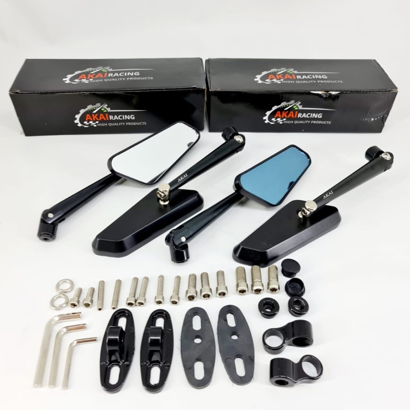 Spion Circuit Model Rizoma Kaca Bening Dan Kaca Biru Universal Semua Motor Bisa / Kaca Spion Motor