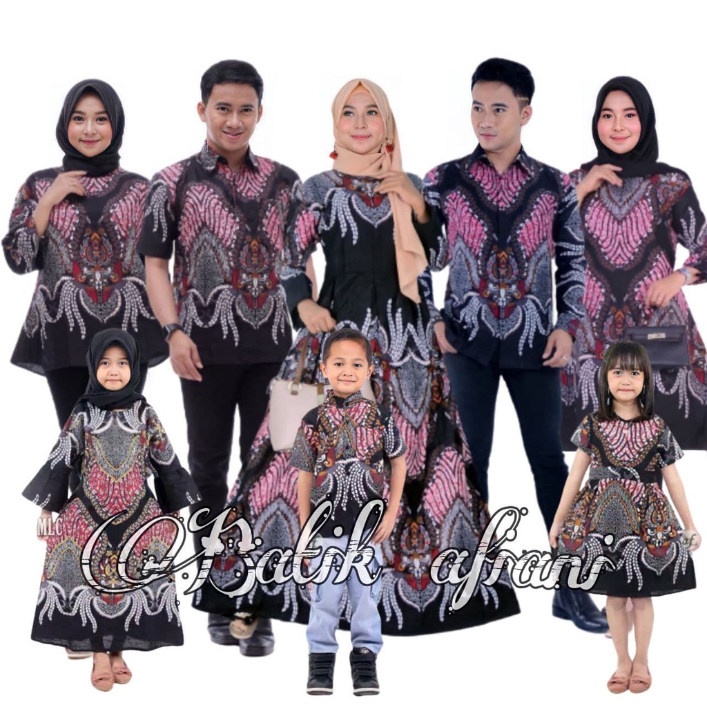 Batik Couple Keluarga Sania Ruffle Ori Ndoro Jowi Dnt Motif Madu Merah TERMURAH DI SHOPEE