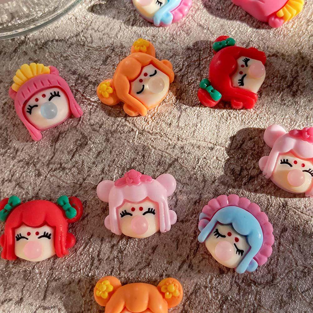 Mxbeauty Meniup Gelembung Gadis Kuku Perhiasan Gadis Jantung Pesona Indah Gadis Meniup Gelembung Gadis Kawaii Kartun DIY Kuku Aksesoris