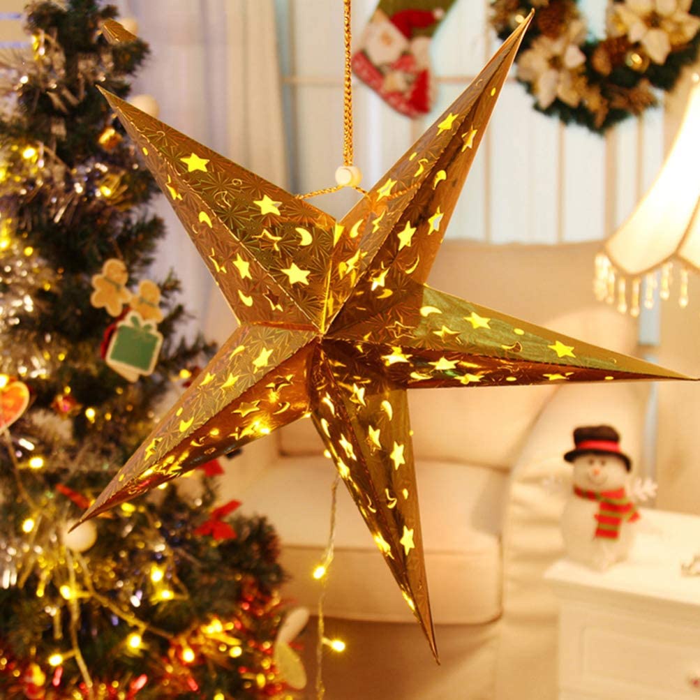 [Christmas Products] Christmas Five-Pointed Star Pendant Paper Shades Home Decoration Products