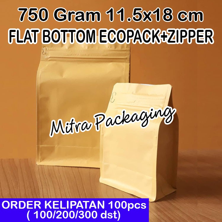 

Kemasan Kopi 200 Flat Bottom Ecopack 750 (11.5x18cm) snack camilan