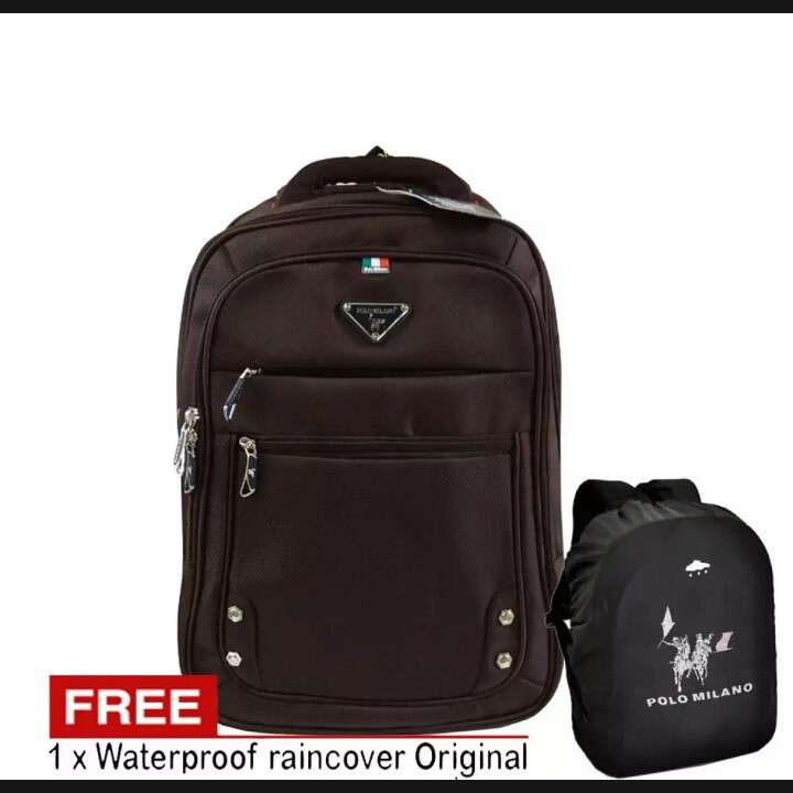 Polo Milano Tas Ransel Pria Tas Fashion Pria Tas Ransel 18 Inchi Original - Coffe