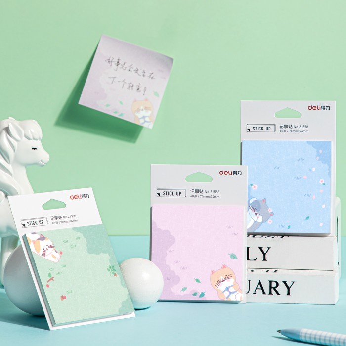 

kertas- deli sticky notes berwarna dan bermotif 30/40 lembar 2155x 2156x - 40 lembar cat -kertas.