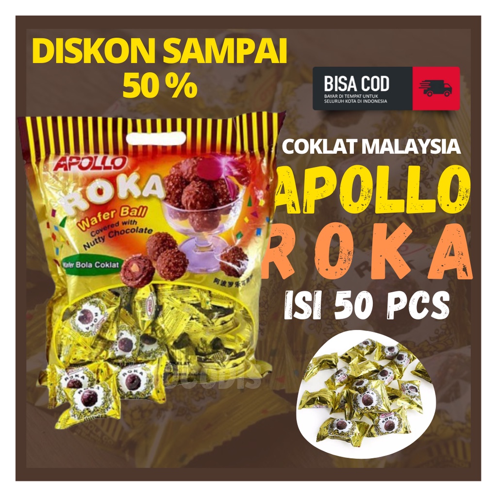 

Coklat Malaysia Roka Roka Apollo Wafferball Refill Isi 50pc Murah Halal dan Original / Makanan Snack Coklat Roka Apollo malaysia halal