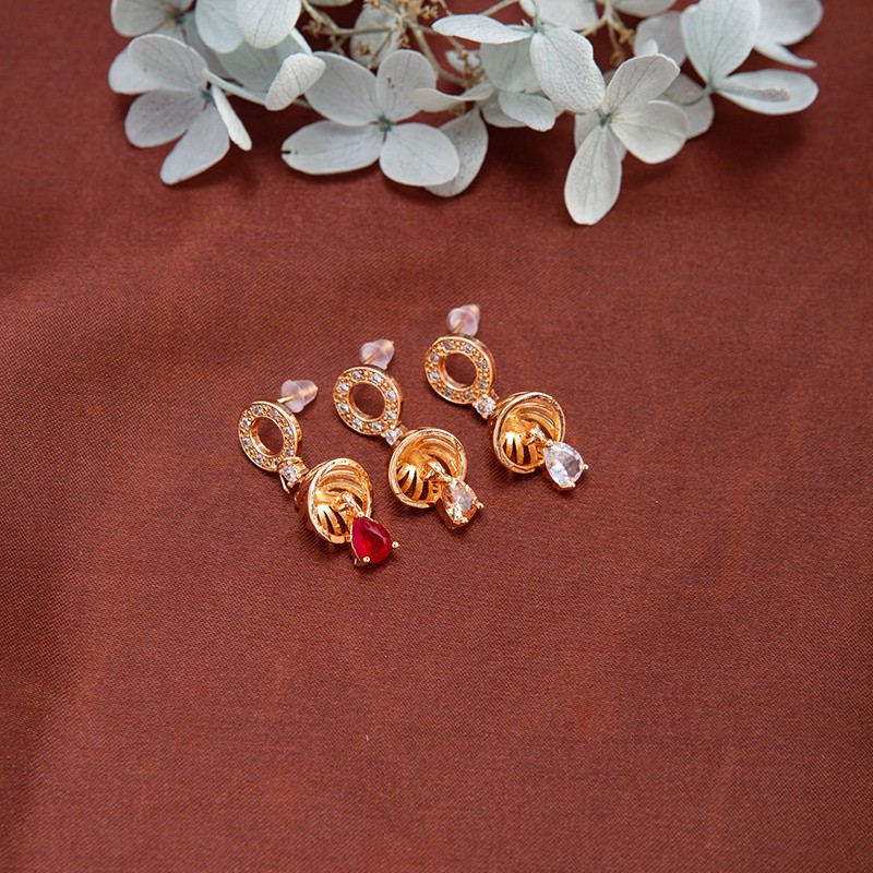 [√COD]A-241 Anting wanita grosir murah dengan batu permata berlapis emas DIY lonceng kecil-1