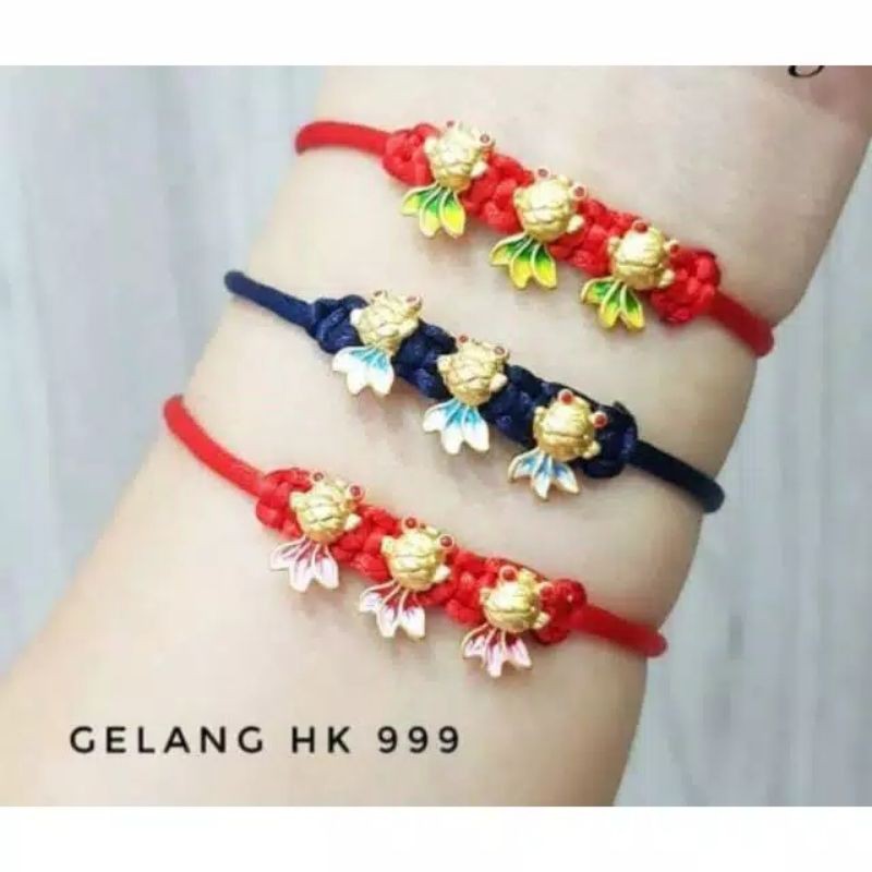 Gelang emas hongkong HK 24karat 999 ikan rejeki cat warna ORIGINAL EMAS