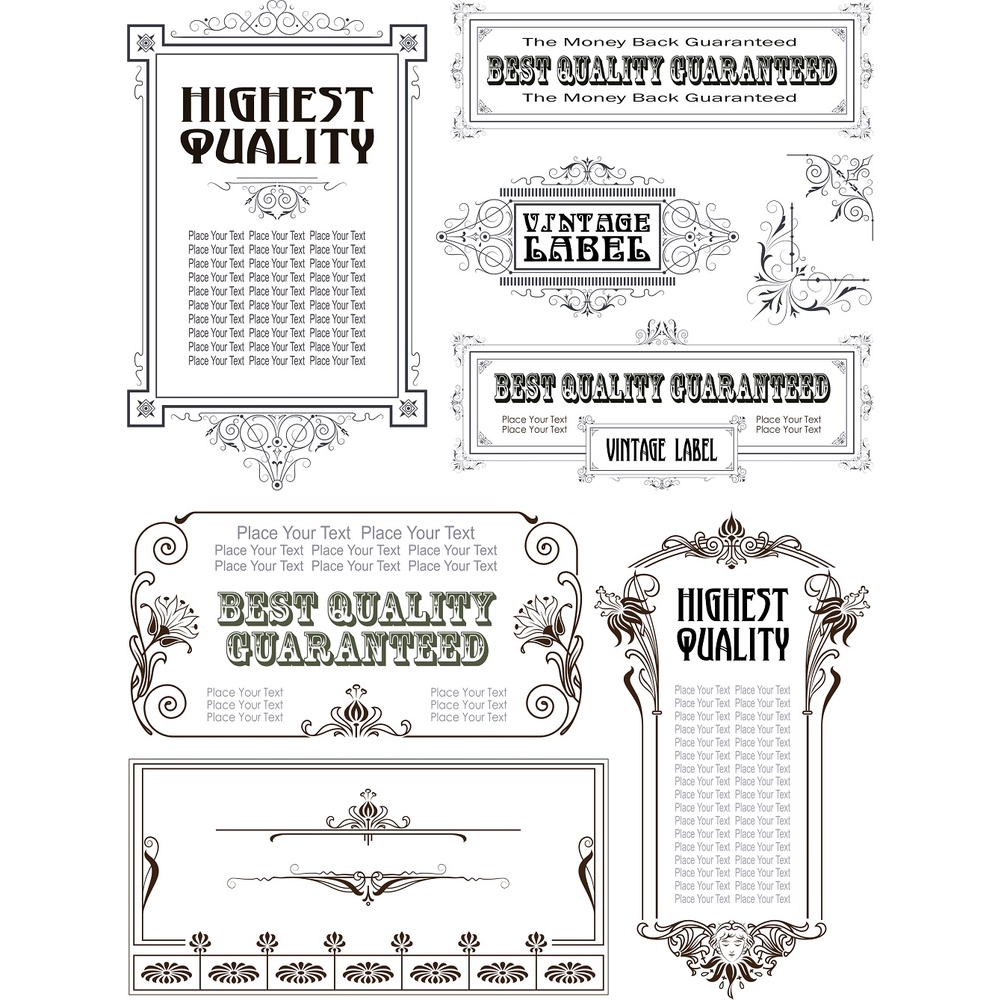 Vintage Decor Frames Set Vector - Coreldraw