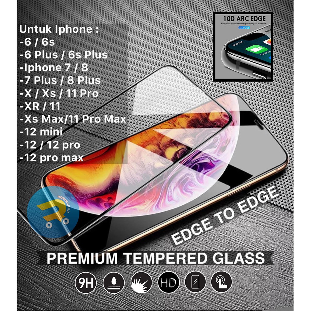 Tempered Glass Iphone Fullscreen HD - Kaca Anti Gores Iphone - Tempered Glass Iphone 6/7/8/x/11/12