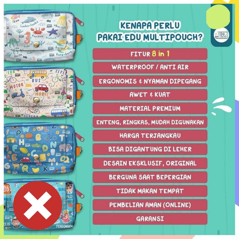 CLEARANCE SALE Dompet Pouch Keluarga Anak Laki Laki dan Perempuan Edu Multipouch Multi Fungsi Tempat HP Kartu Tisu Anti Droplet Tali Leher Premium Diskon Murah