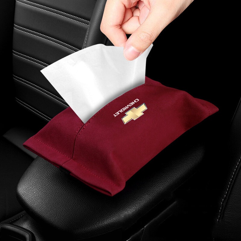 1PC for Chevrolet Aveo Balzer Cruze Silverado Malibu Sail Captiva Trax Lacetti Cobalt Spark Car Tissue Bag Paper Extraction Seat Hanging Tissue Box Creative Armrest Box Interior