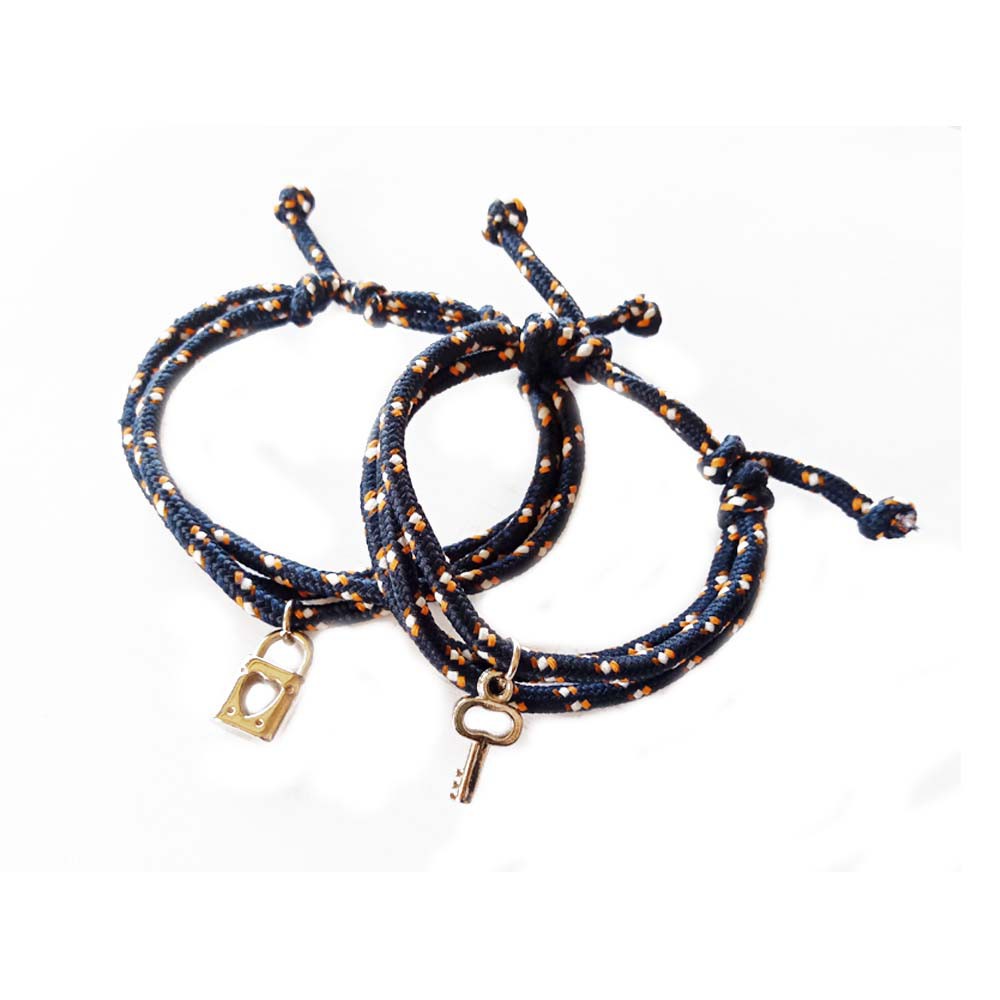 Gelang Couple Tali Prusik Biru Kunci Gembok