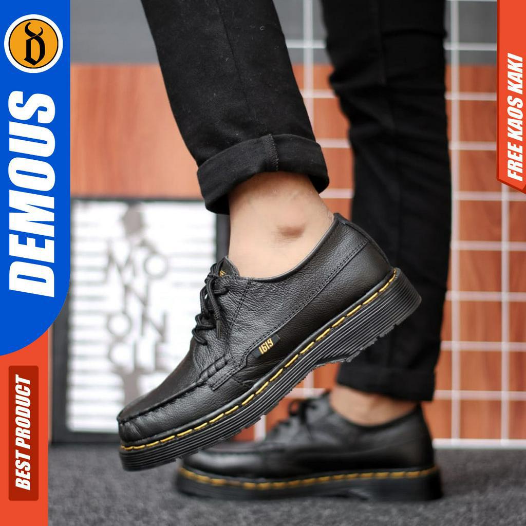 DEMOUS KILUA  - Sepatu Docmart Low Boots Formal Pantofel Kerja Casual Hitam Pria