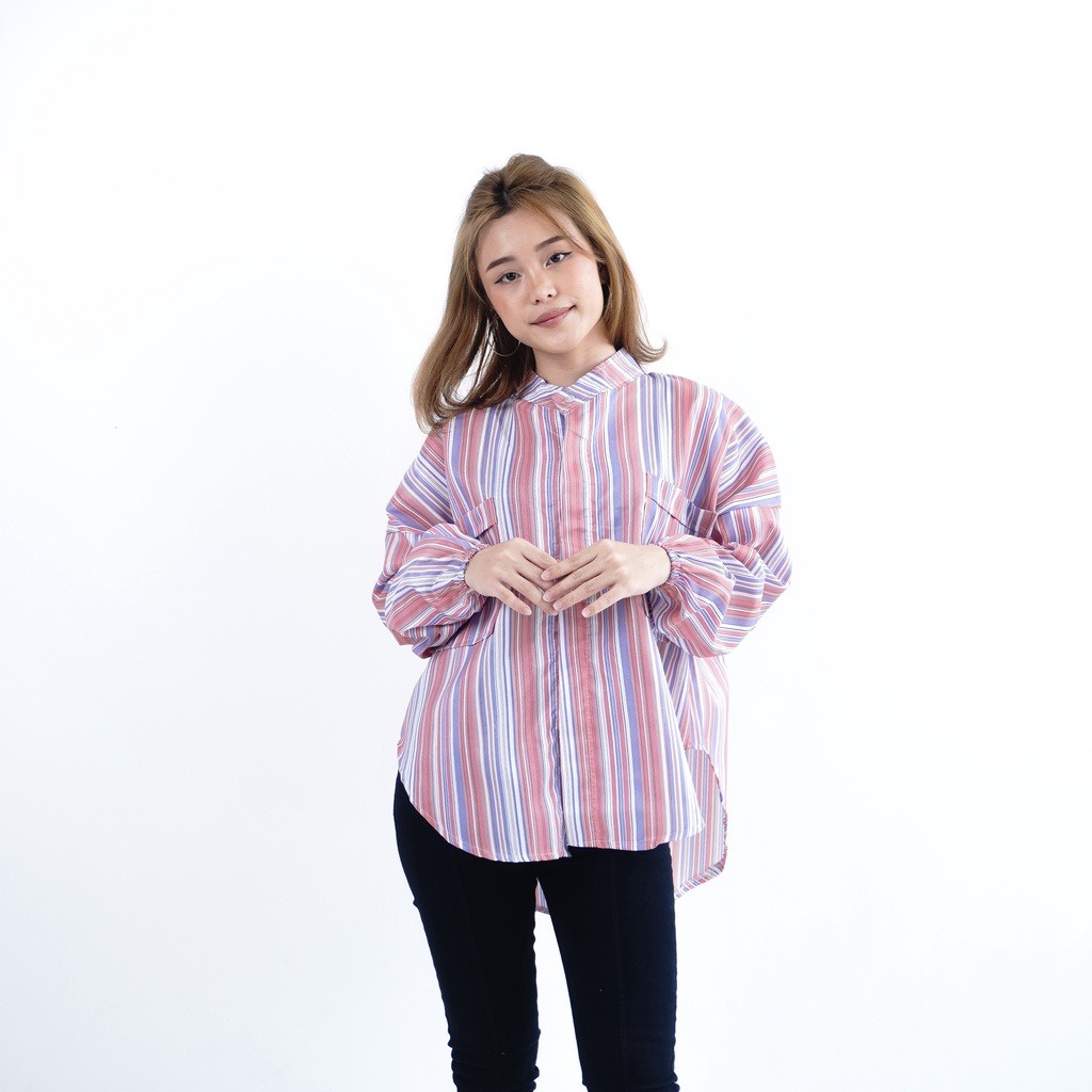 GSC - Sierra Candy Stripe Tunik Wanita Muslim / Kemeja Sierra Pocket