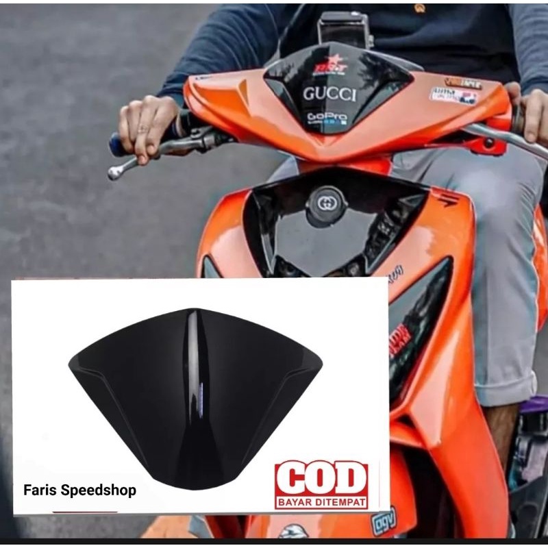 Visor yamaha mio soul karbu mio soul mx lama bahan tebal hitam kilap plus lem 3m double tape