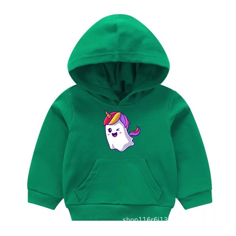 Hoodie Ghost Unicorn Hoodie Fleece Pakaian Anak