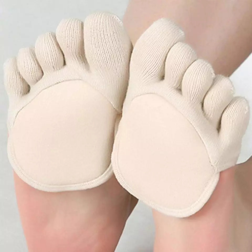 Kaos Kaki Pelindung Kaki Half Insoles Pads finger Socks Kaos Kaki Bantalan Alas Kaki  Depan Model Terbuka Tertutup / Sepasang Pelindung Kaki Cocok Untuk Yoga Kaos Kaki Open Toe Hitam Cream