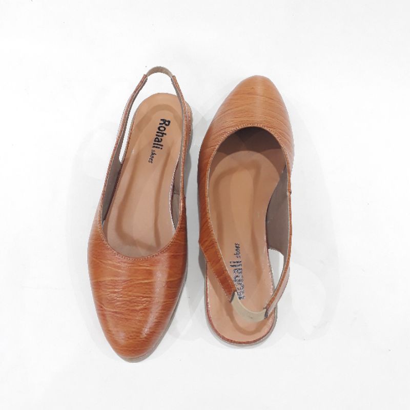 SEPATU FLAT SHOES TALI BELAKANG KULIT  ASLI MODEL SIMPLE 062