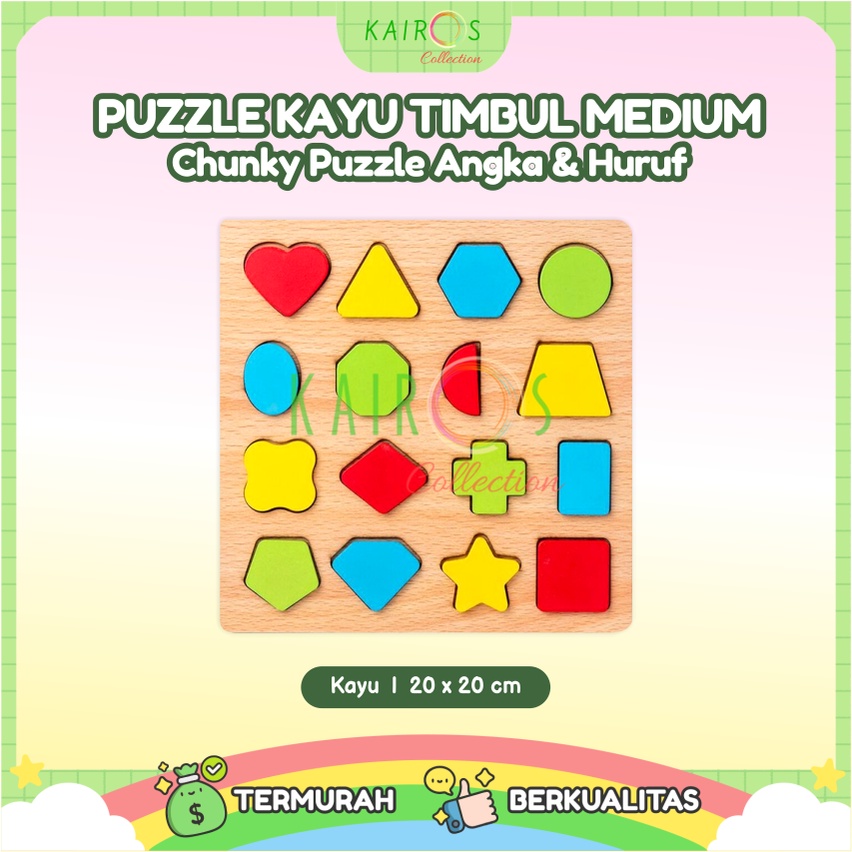 Puzzle Medium Chunky Huruf Besar, Angka Ukuran 20x20cm