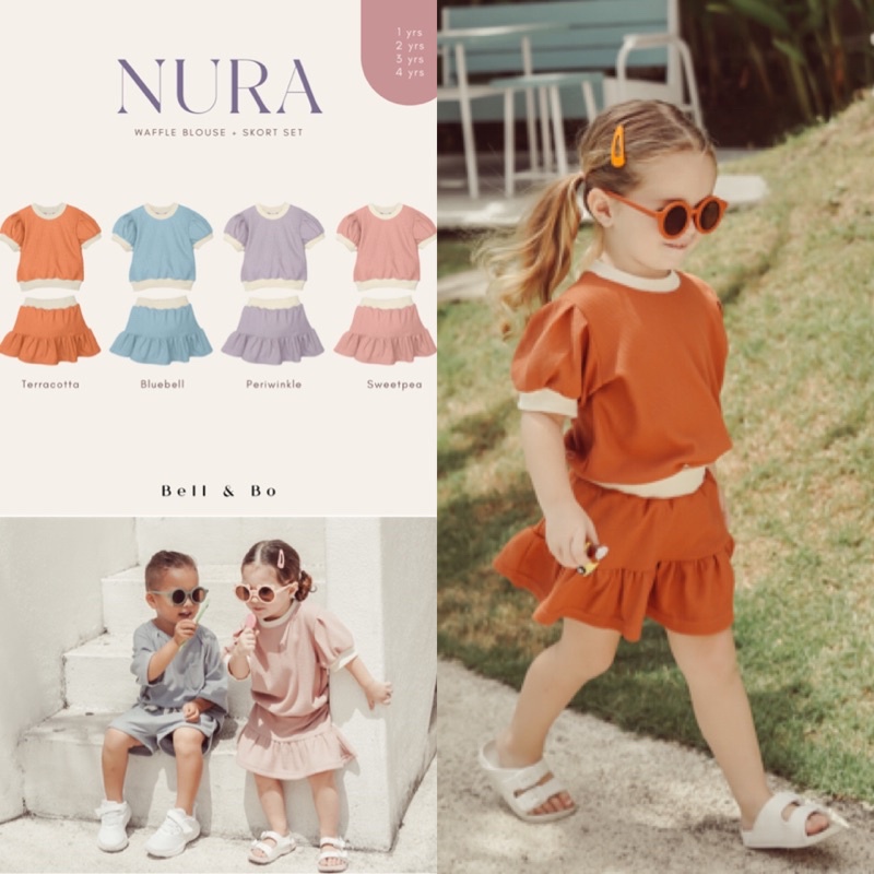 BELL &amp; BO Nura Waffle Set 1-4y / Setelan Rok Anak