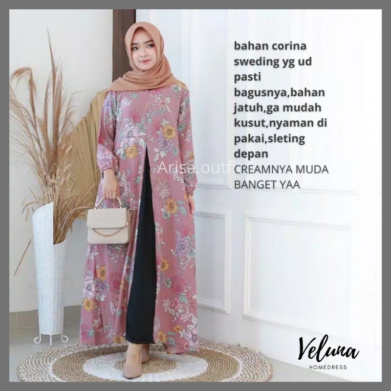 ARISA - VELUNA HOMEDRESS GAMIS MUSLIM SYARI PREMIUM ( Bahan Corina Sweding)