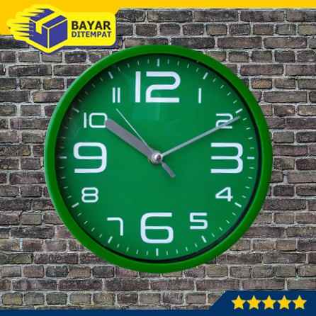 Jam Dinding Tempel Wall Clock Polos Warna Murah 2007 (HIJAU)