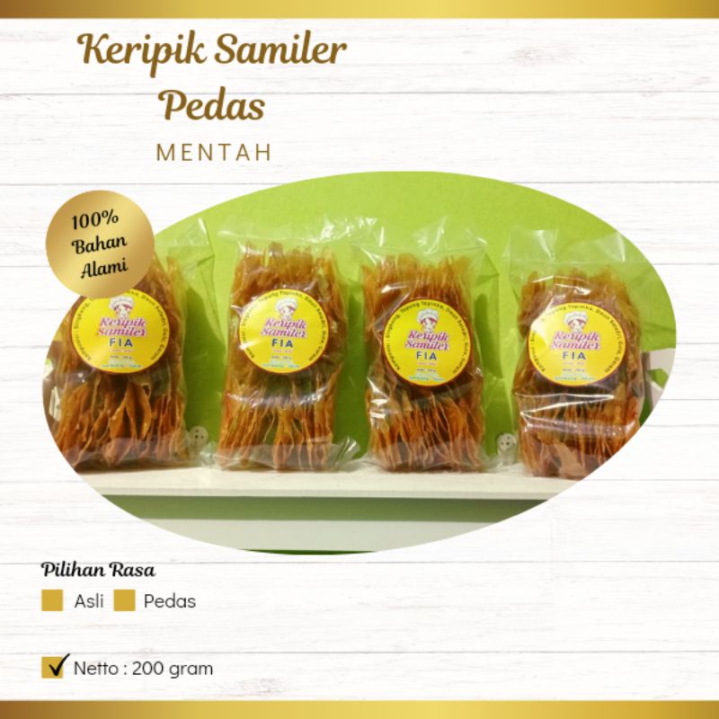 

Keripik Samiler/Sermier/Sermiyer PEDAS mentah Tanpa MSG by Camilan_Fia