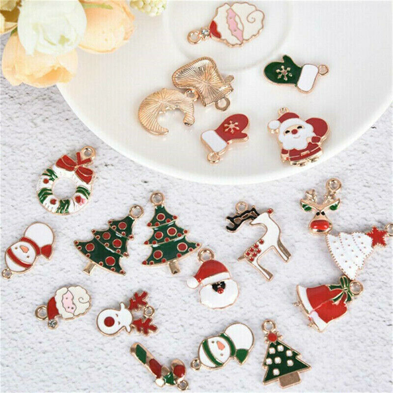 1 Set Liontin Gantung Enamel Seri Natal Warna-Warni Untuk Membuat Perhiasan Handmade DIY