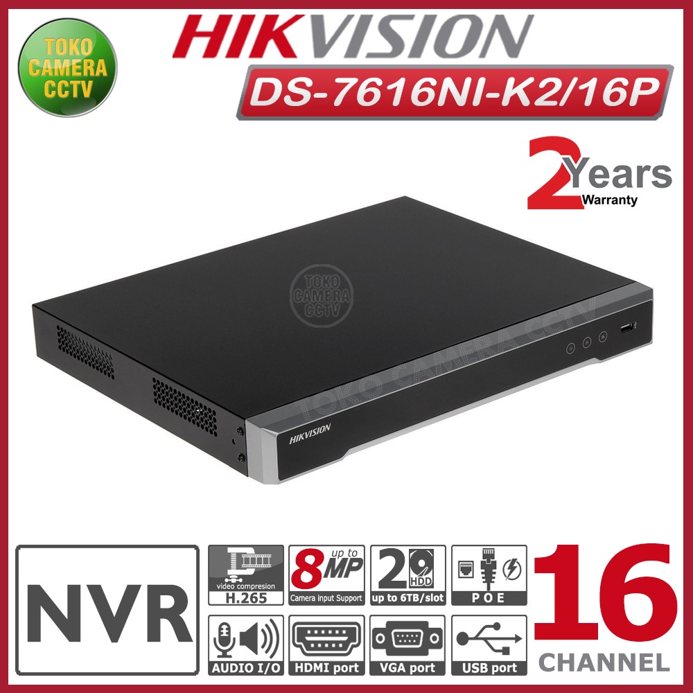 NVR HIKVISION 16 CHANNEL HIKVISION DS-7616NI-K2/16P POE NVR 16CH