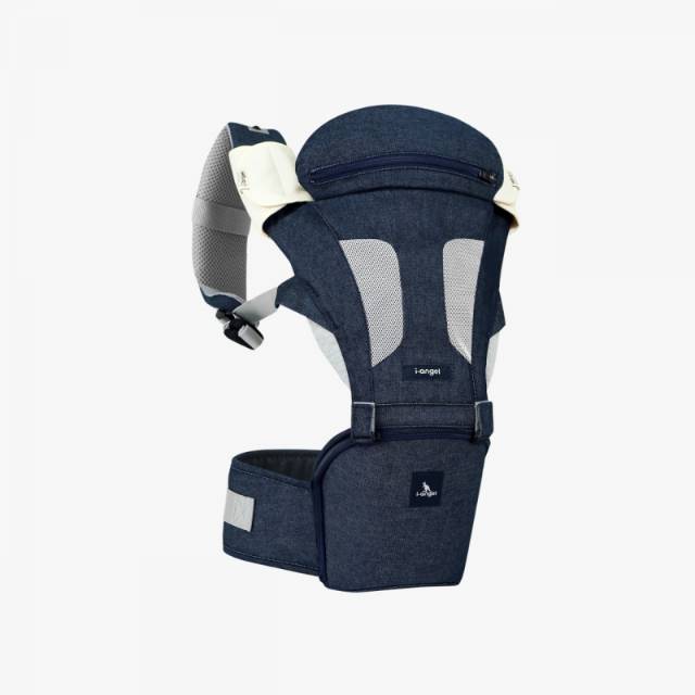 I-ANGEL MAGIC 7 BABY CARRIER HIP SEAT GENDONGAN -  MELANGE GRAY BLUE STAR DENIM