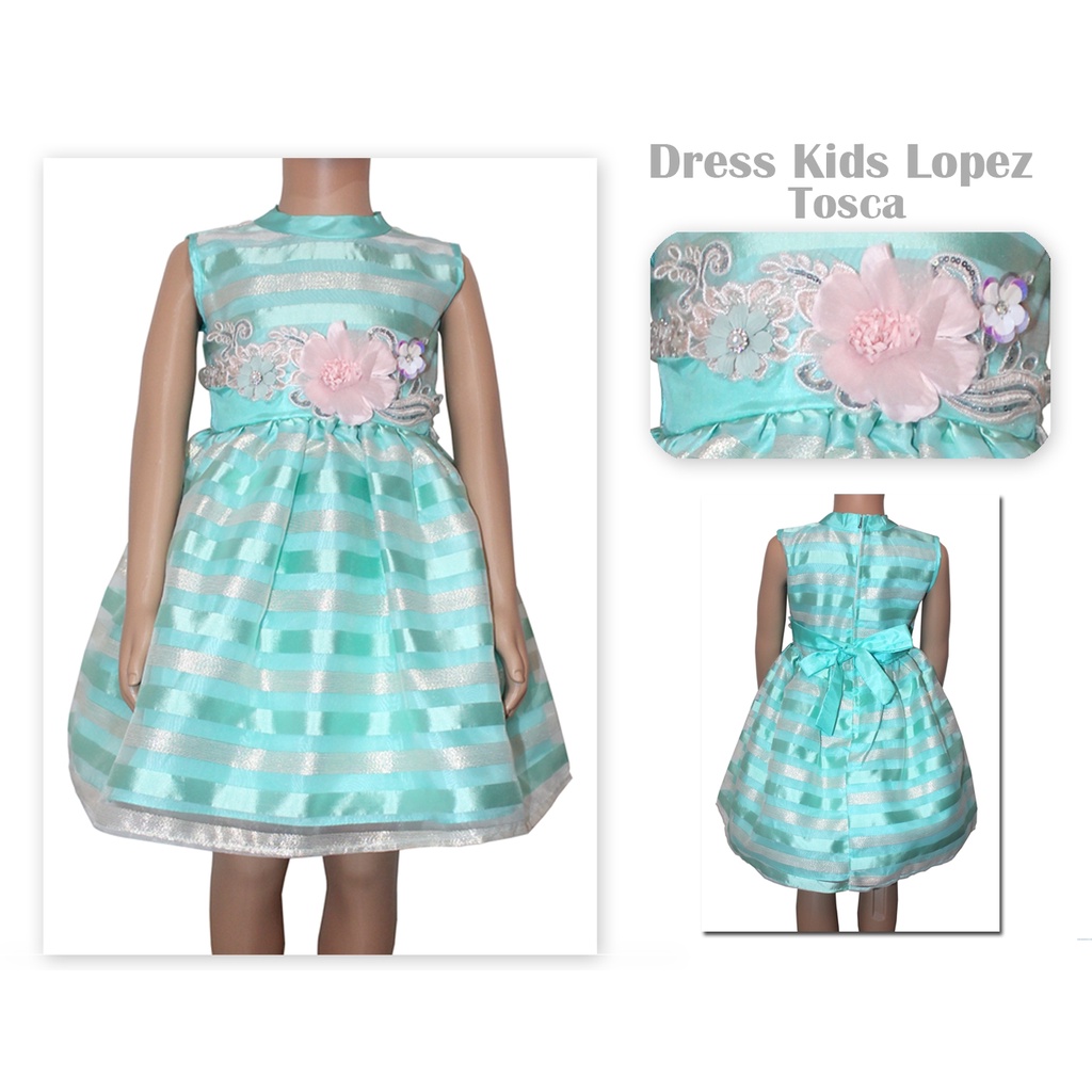 Dress Kids Lopez/Dress Bayi Umur 1-3tahun Tanpa Lengan/Baju Anak Bayi Motif Saten  Murah Real Picture