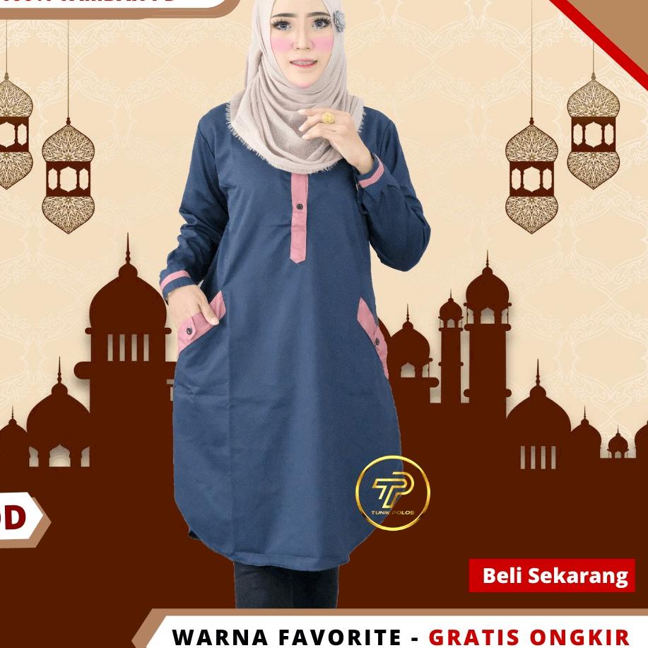 Baju Atasan Tunik Wanita2021 Remaja 2022 Polos Bahan Katun Toyobo Muslim Remaja Kekinian Premium Kom