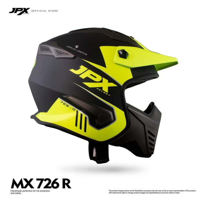  JPX  Full Face MX 726R Black Doff  Yellow Shopee Indonesia