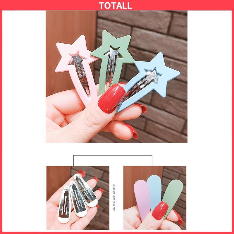 COD 6 PCS Sederhana Temperamen Jepit Rambut Gadis Sisi Poni Jepit Rambut Rusak Rambut Permen Klip Warna-Totall