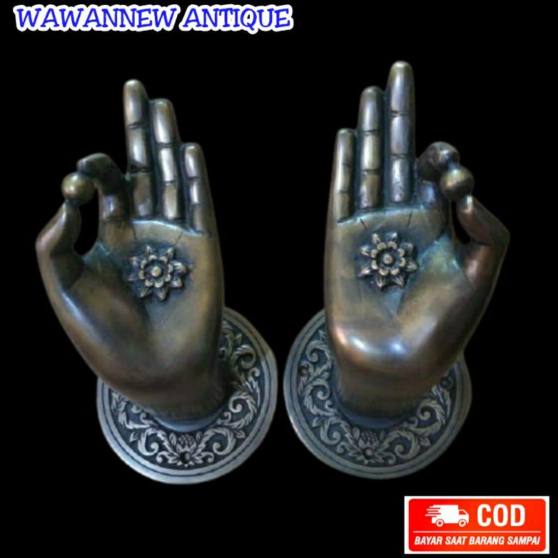 Handle Pintu / Gagang Pintu Rumah Pagar Kuningan Antik Murah Motif Tangan