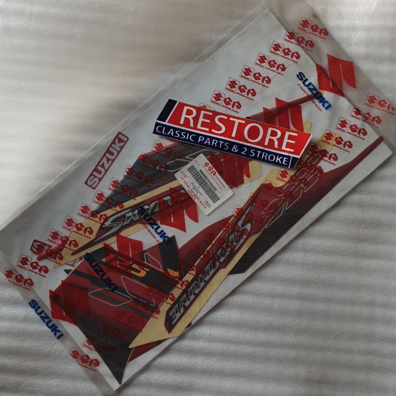 STRIPING STICKER LIST BODY SUZUKI SKYDRIVE 125 MERAH 2009 2010 ORIGINAL SGP