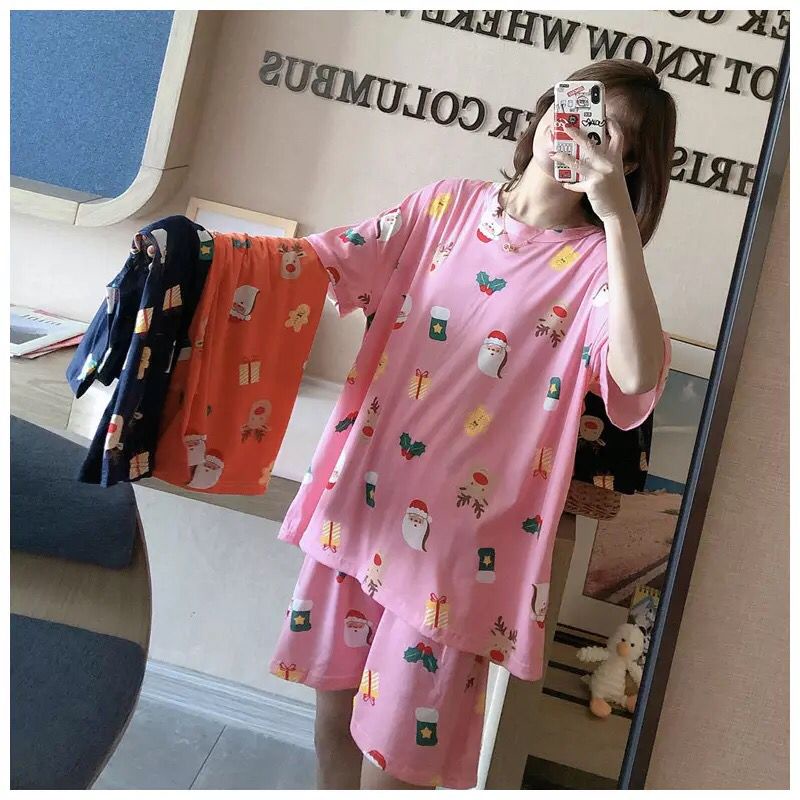 ✅𝐅𝐎𝐈𝐒𝐒®  Pakaian Wanita Set Baju Tidur Wanita Piyama Lengan Pendek Import Motif Kartun Fit to XXL 4002