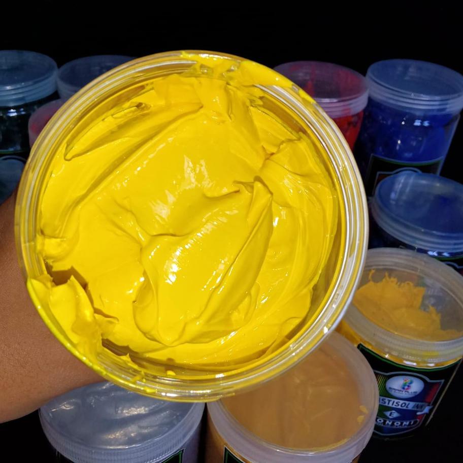 

ホ Tinta Sablon PLASTISOL ECONOMY Brain Plus KUNING 1kg Terbaru