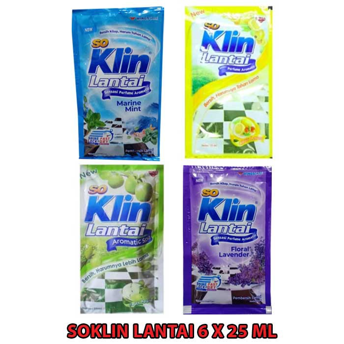 SOKLIN LANTAI SACHET 25 ML ISI 6 SACHET.