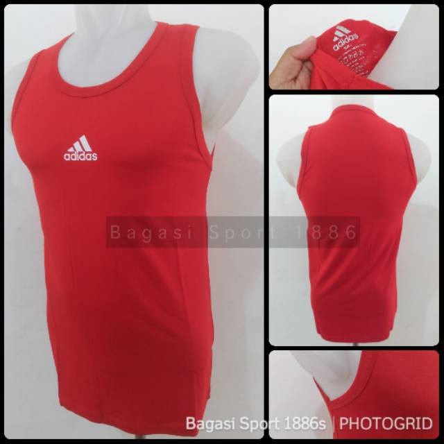 Jual Baju Dalam Kaos Singlet Adidas Pria Lekbong Warna Merah Red Olahraga Gym Kutang Fitness