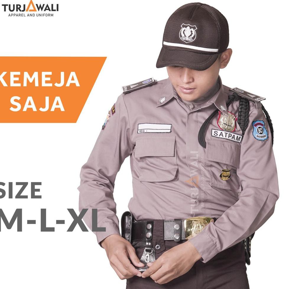 [ART. 07950] Kemeja Seragam Satpam Baru PDL Lengan Panjang Coklat Turjawali Size M L XL 2XL