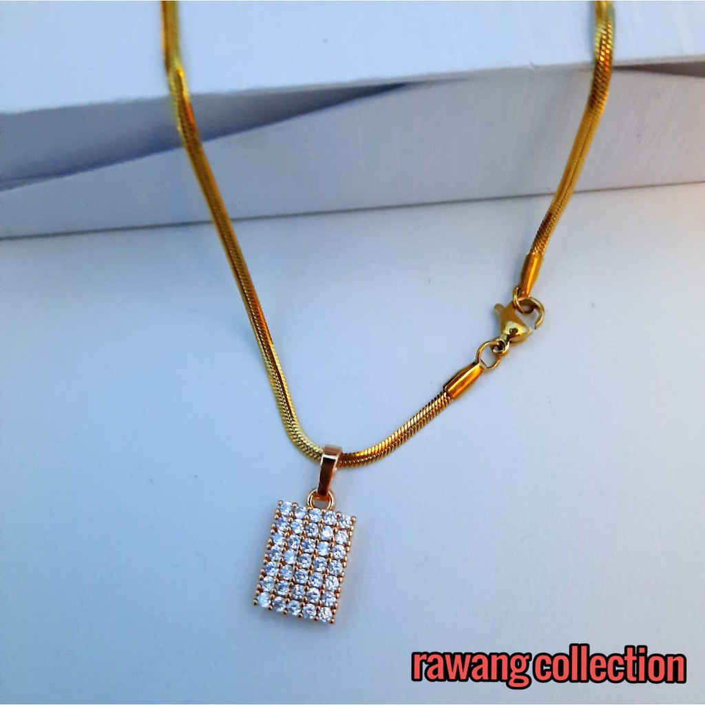 Kalung Titanium Fashion Wanita Gold Belut Plus Liontin Anti Karat Selamanya