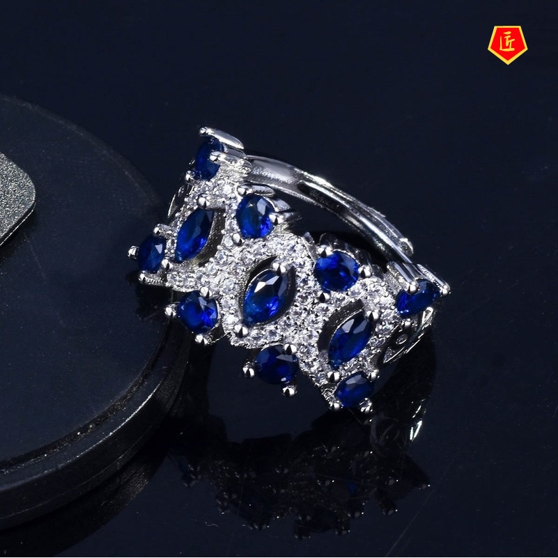 [Ready Stock]Natural Sapphire Ring Pt950 Platinum Fashion Personality