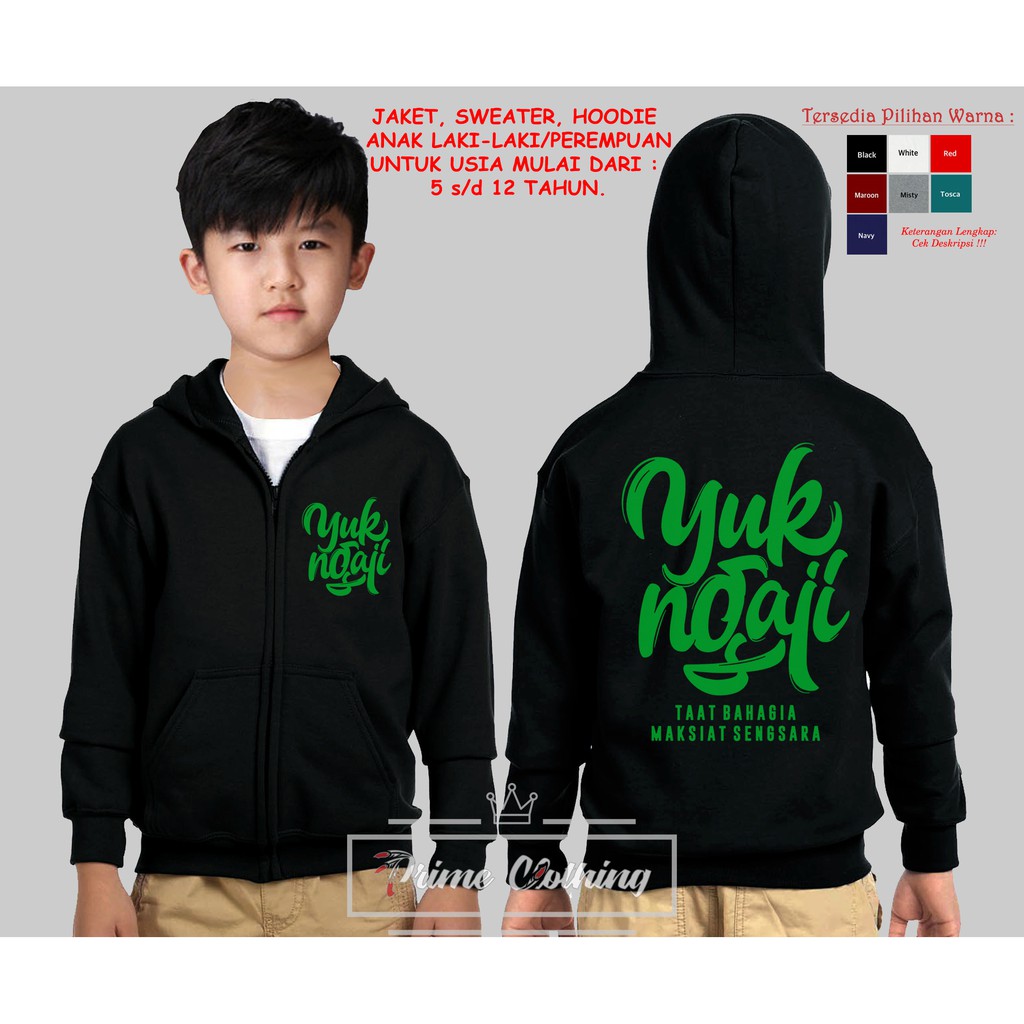 JAKET HOODIE ANAK YUK NGAJI LOGO HIJAU