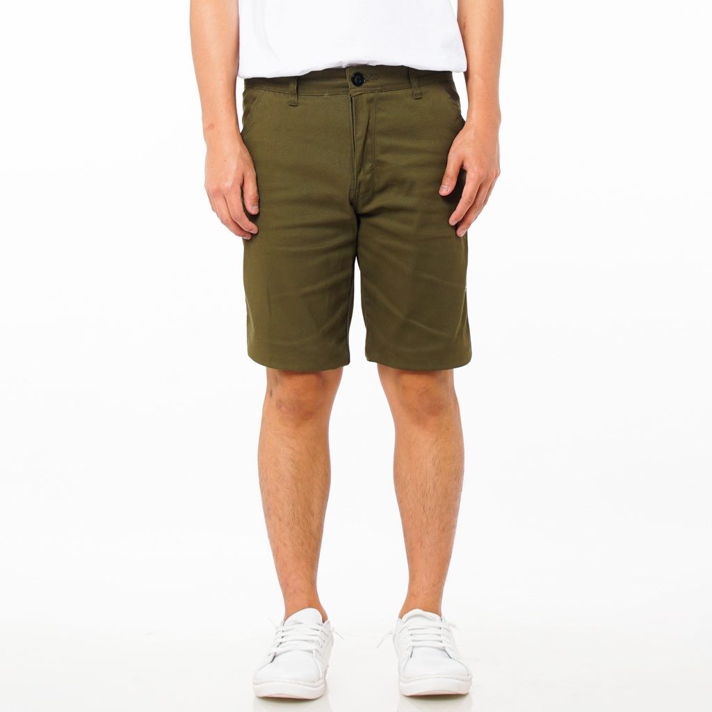 SANVANINA Celana Chino Pendek Slim Fit Hijau Army | Short Harper Chino Army Green Pants EA-026E