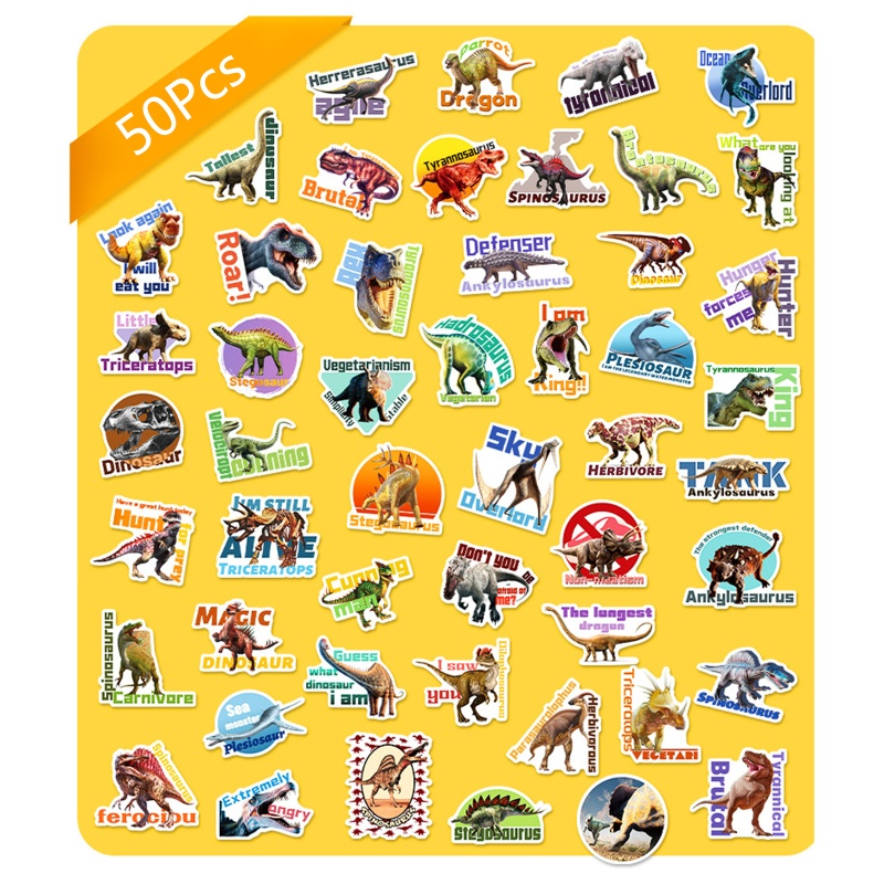 Mary 50 Pcs Dinosaurus Hewan Stiker Jurassic Anime DIY Mainan Laptop Gitar Bagasi Sepeda Skateboard Decals Graffiti Sticker