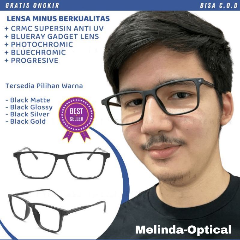 Frame Kacamata Cowok,Kacamata Cowok Sporty,Kacamata MO195,Kacamata Cowok Lensa Photocromic/Blurey,Ka