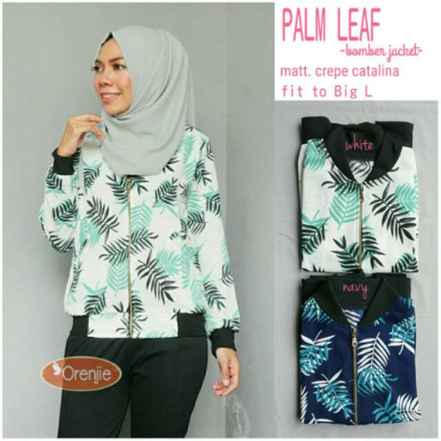 Palm leaf bomber jaket