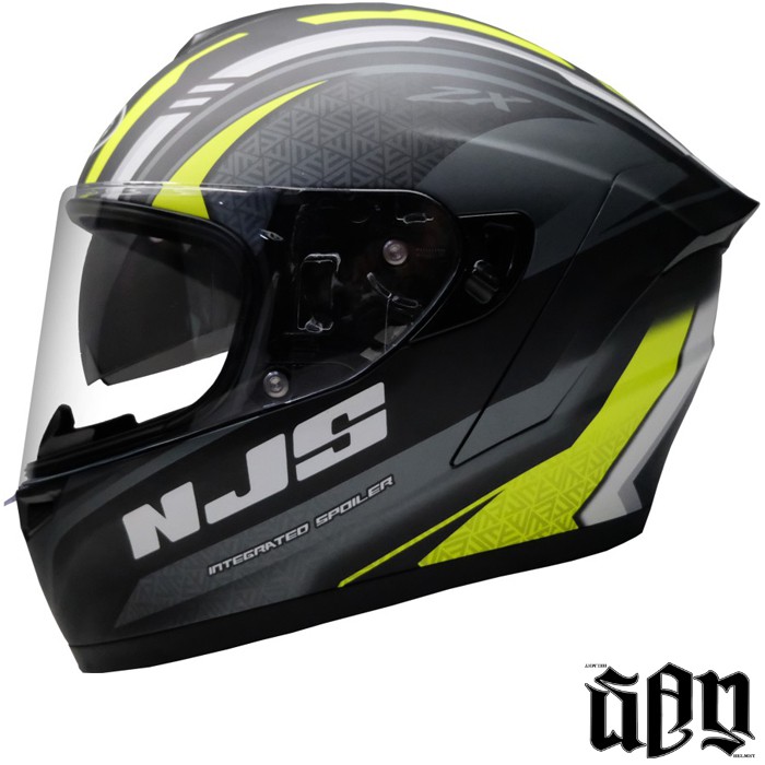 HELM FULL FACE NJS ZX-1 SPECTER HITAM KUNING GLOSSY / DOFF FLAT VISOR
