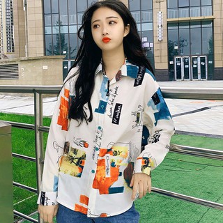  Lisa Blus  Model  Longgar Lengan Panjang Motif Print Gaya 