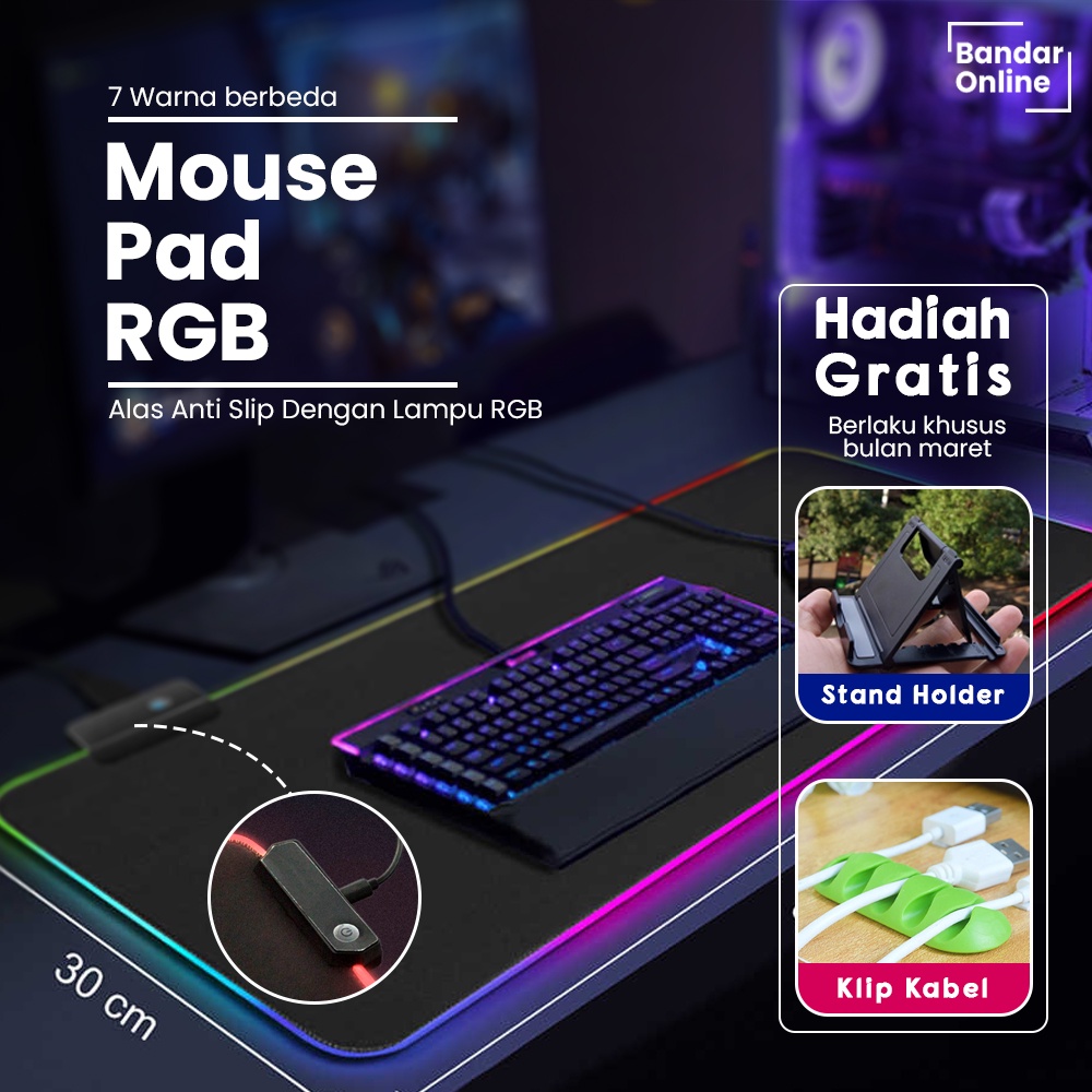 Mouse Pad Gaming RGB Besar Alas Anti Slip LED Light